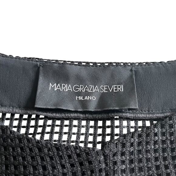 Maria Grazia Severi Black Perforated Lattice Mesh Embroidered Jacket It 48/US 12 - Picture 2 of 11